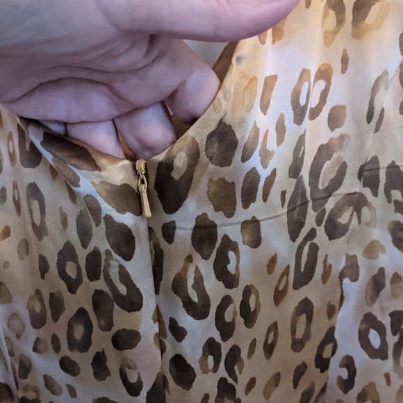 MOB WIFE !! |  NEVER WORN!! | Y2K VTG | SILK |  LEOPARD PRINT Sheath Dress!!  14 - Picture 5 of 10